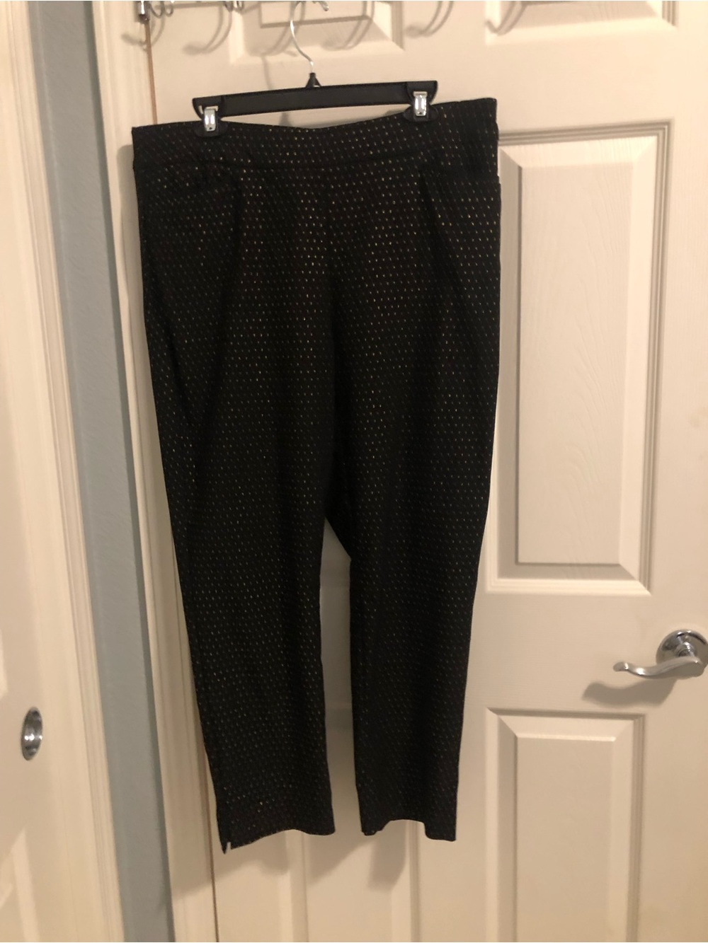 Chico's Black Cropped Ankle Pants with Subtle Dot Texture